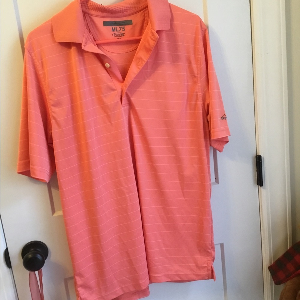 Greg Norman Collection Men's Golf Coral Polo Shirt Size Medium